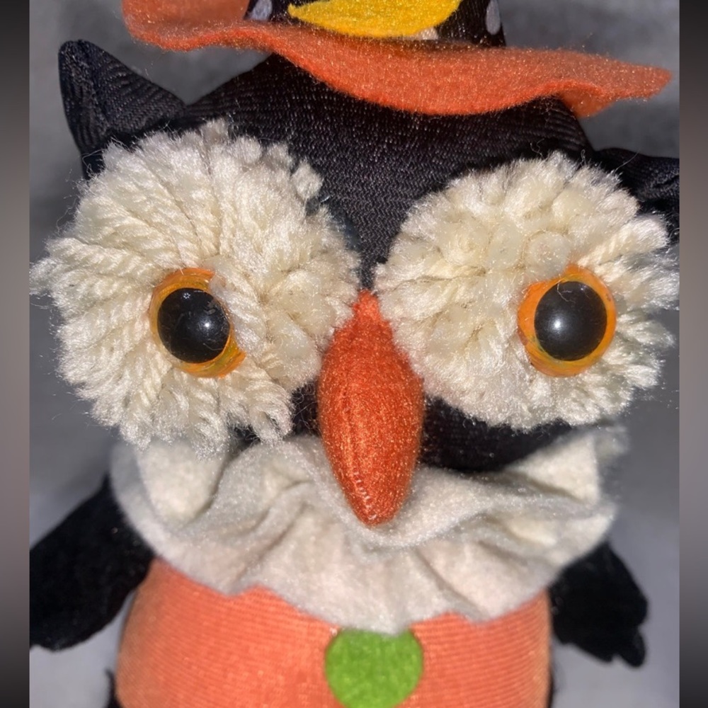 Halloween Owl clown shelf sitter 19" long weighted bottom dangling legs